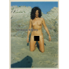 Natural Darkhaired Nude Kneeling On Beach / Tan Lines (Vintage Photo ~1990s)