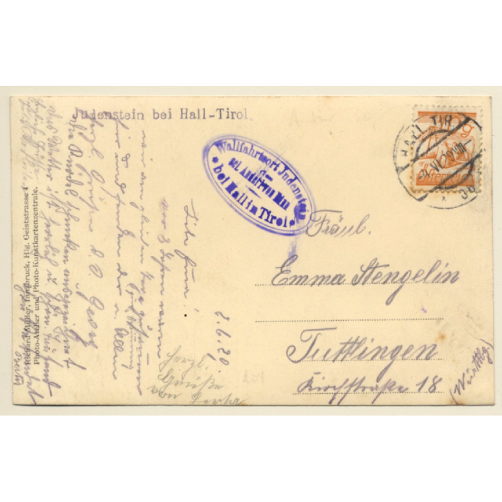 Judenstein Bei Hall - Tirol / Austria: Village & Church (Vintage RPPC 1920)