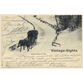 Poste Suisse En Hiver / Pferdeschlitten (Vintage PC 1905)