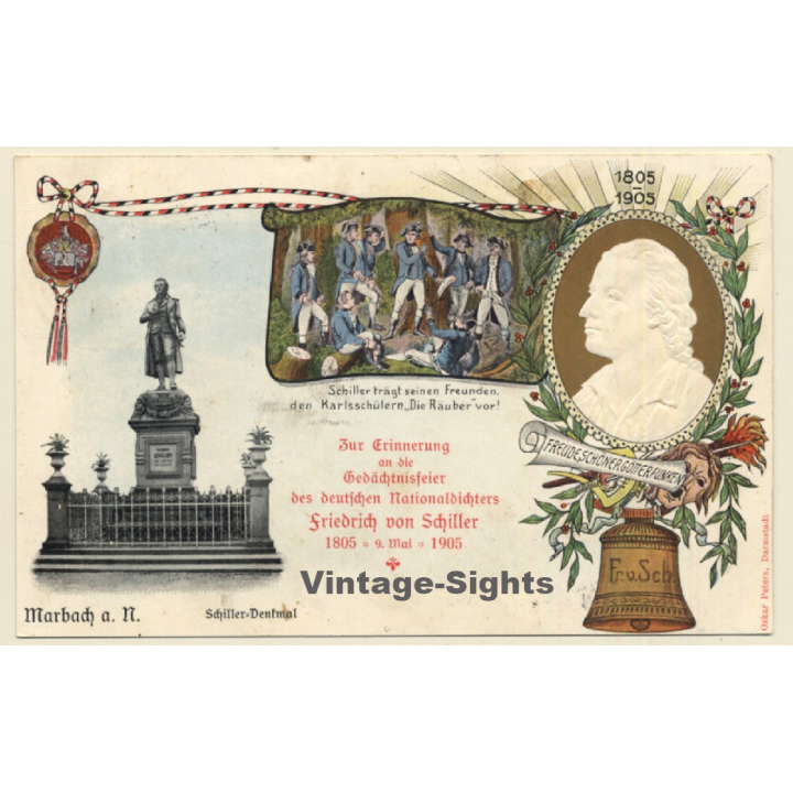Marbach a.N. / Germany: Schiller Denkmall (Vintage PC ~1905)