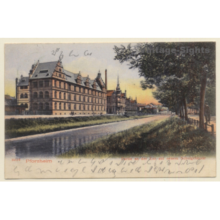 Pforzheim / Germany: Partie An Der Enz - Schulgebäude (Vintage PC 1900s)