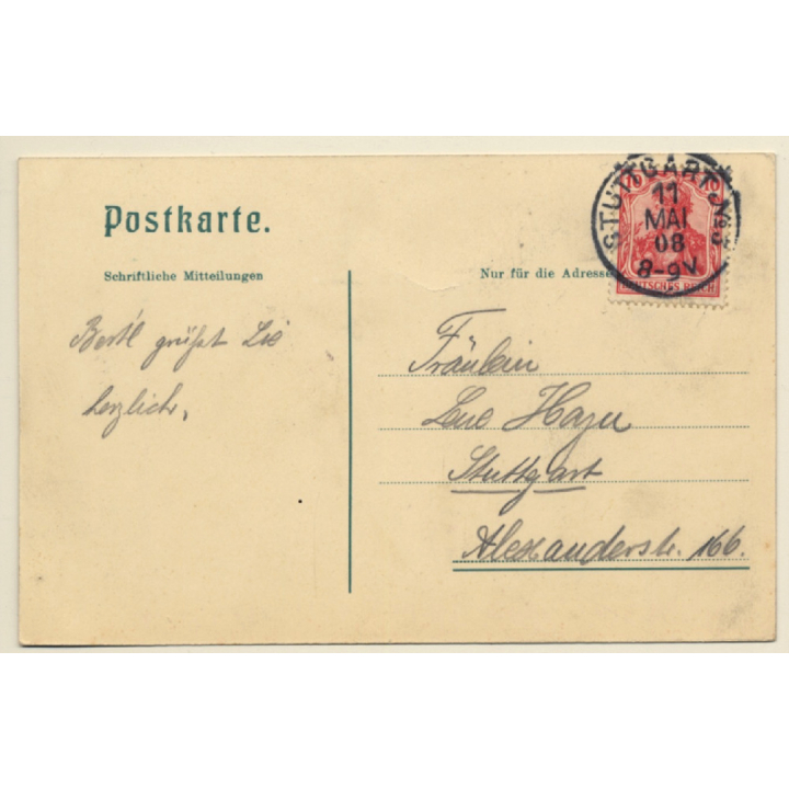 Tübingen / Germany: Partial View (Vintage PC 1908)