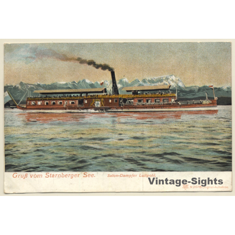 Starnberger See / Germany: Salon Dampfer Luitpold / Steamer (Vintage PC 1906)