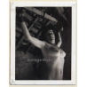 Nude Darkhaired Maid In BDSM Session *3 / Tied To Ceiling - Hand Cuffs (Vintage Photo France ~1950s)