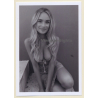 Erotic Study: Slim Busty Blonde Kneeling / Smile (B/W Photo ~2000s)