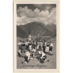 Finkenberg / Zillertal: Die Grünberger Musikkapelle / Sawing - Harp (Vintage RPPC 1931)