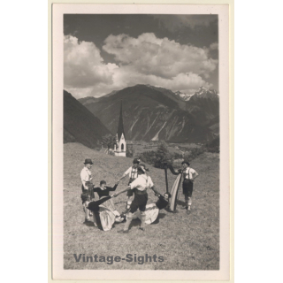 Finkenberg / Zillertal: Die Grünberger Musikkapelle / Dance - Harp (Vintage RPPC 1931)