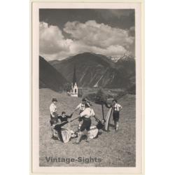 Finkenberg / Zillertal: Die Grünberger Musikkapelle / Dance - Harp (Vintage RPPC 1931)