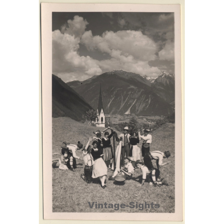 Finkenberg / Zillertal: Die Grünberger Musikkapelle / Schuhplattler - Harp (Vintage RPPC 1931)