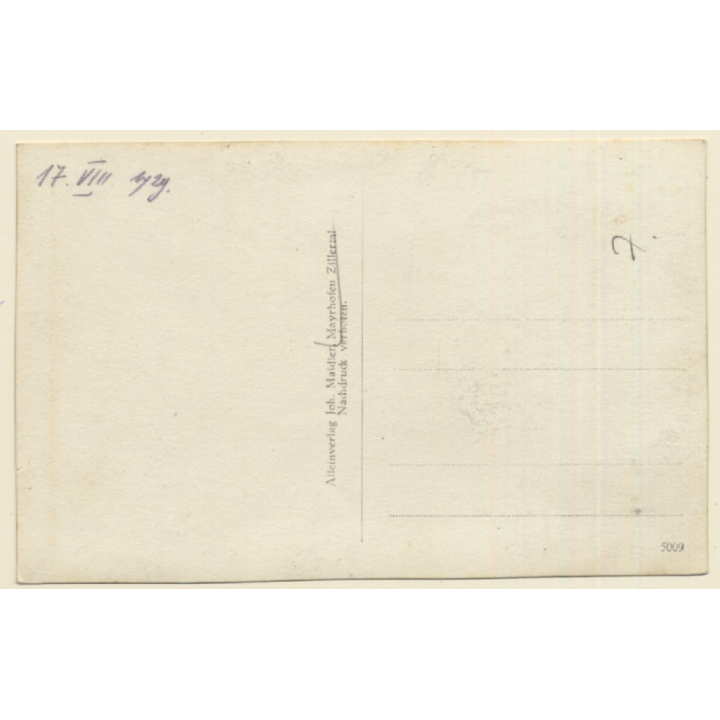 Finkenberg / Zillertal: Die Grünberger Musikkapelle / Traditional Costumes - Harp (Vintage RPPC 1929)