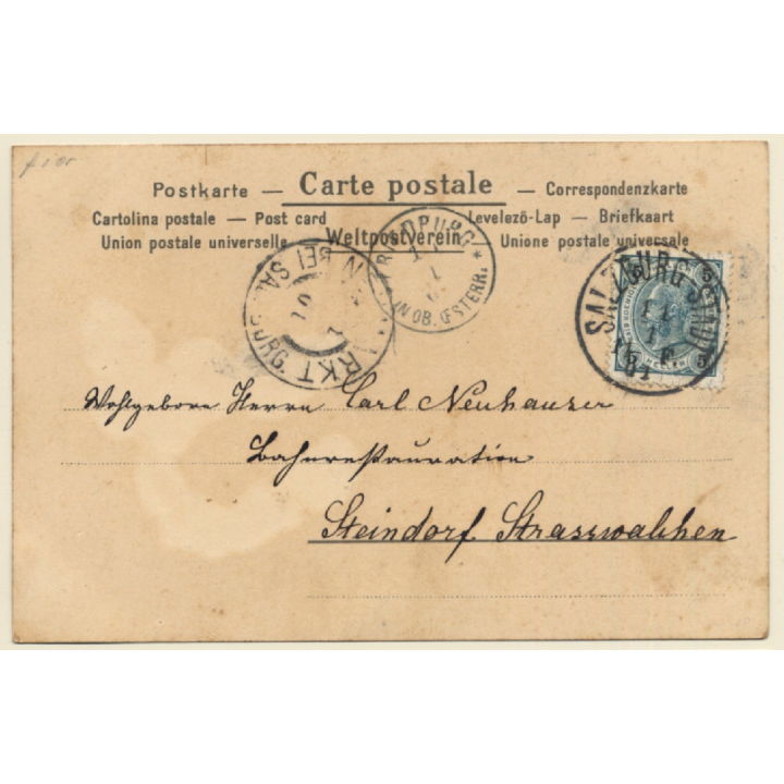 2 Little Girl Angels Playing Harp / Über Land Und Meer.. (Vintage Glitter PC 1901)