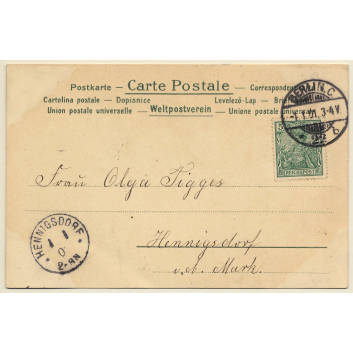 2 Baby Girl Angels Playing Harp / Behüt Dich Gott... (Vintage PC 1901)