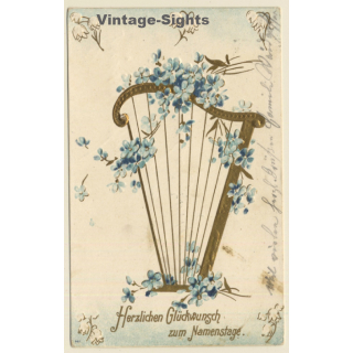 Herzlichen Glückwunsch Zum Namenstage / Harp (Vintage PC 1905)