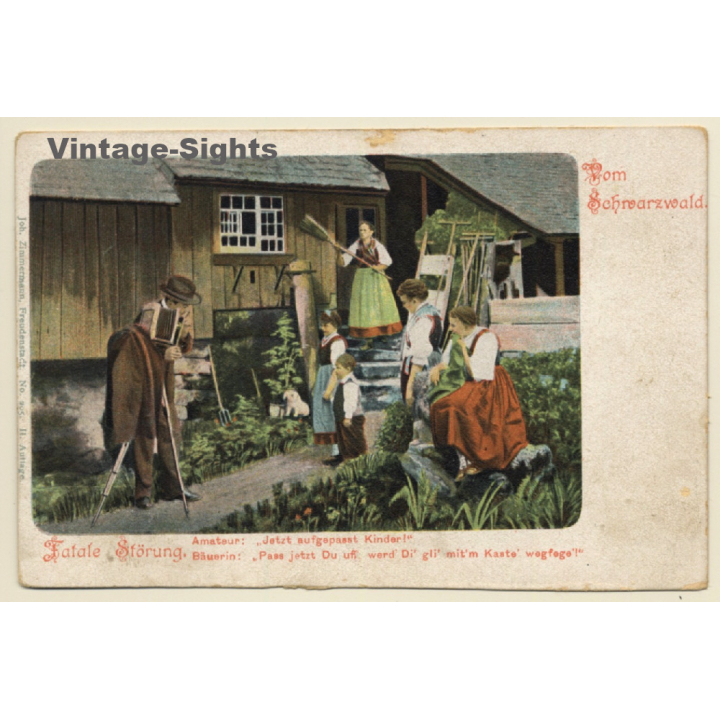 Photographer Takes Picture Of Family In Black Forest Garb (Vintage PC 1900s)