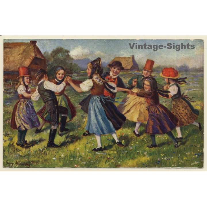 Georg Mühlberg: Ringelreihen Im Schwarzwald / Tracht (Vintage PC 1913)