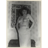 Pretty Semi Nude In Front Of Funky Wallpaper / Hairy Armpits (Vintage Photo GDR ~1980s)