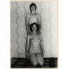 2 Natural Darkhaired Nudes In Front Curtain (Vintage Photo GDR ~1980s)