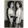 2 Slim Darkhaired Nudes Posing Together*1 / Suspenders (Vintage Photo GDR ~1980s)