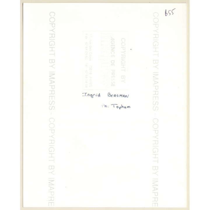 John Topham: Portrait Of Young Ingrid Bergam (Vintage IMAPRESS Photo)