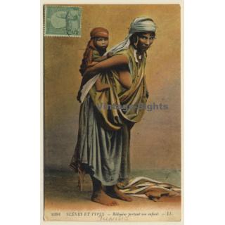 Maghreb: Bédouine Portant Son Enfant / Ethnic - Risqué (Vintage LL. PC 1910s)
