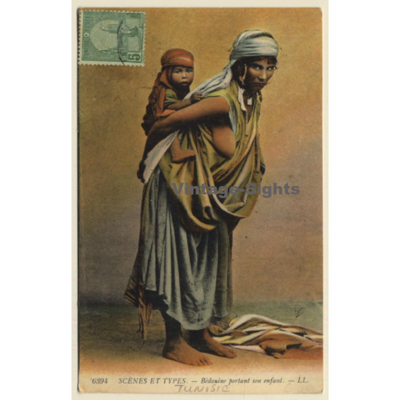 Maghreb: Bédouine Portant Son Enfant / Ethnic - Risqué (Vintage LL. PC 1910s)