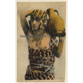 Maghreb: Topless Female Water Carrier / Ethnic - Risqué (Vintage PC 1910s/1920s)