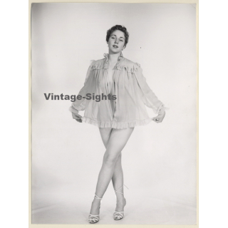 Pretty Nude Pin-Up In Transparent Negligée *1 (Vintage Photo: Seufert ~1950s/1960s)