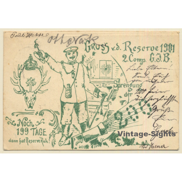 Gruss V.D. Reserve 2te Kompanie G.J.B. Noch 199 Tage (Vintage PC 1901)