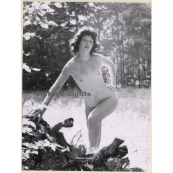 Erotic Study By R. Seufert: Slim Natural Nude In Forest / Tan Lines (Vintage Photo ~1950s)