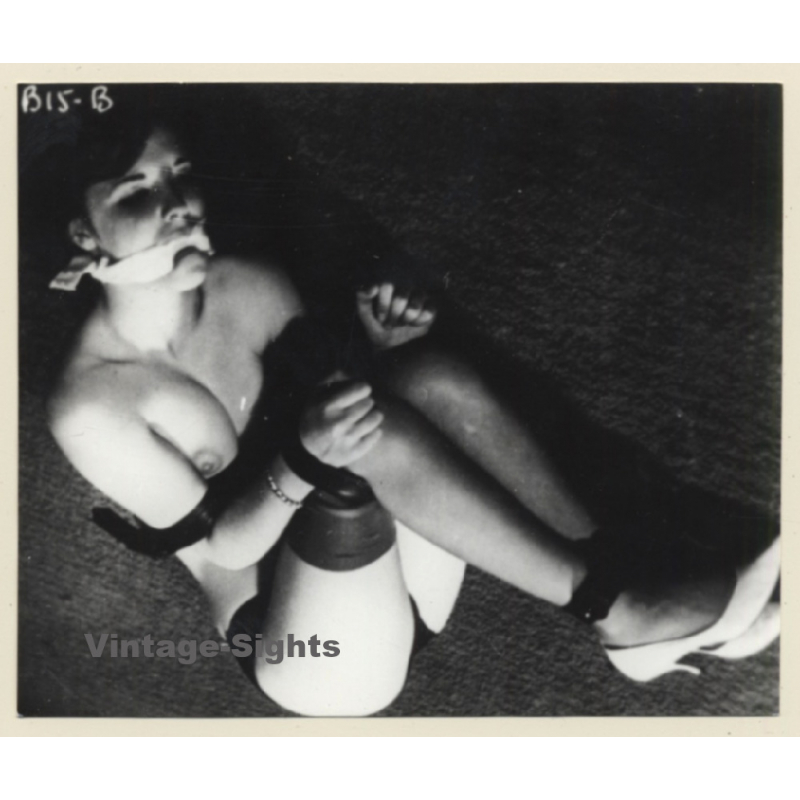 Semi Nude Maid Tied On Floor / Bondage - BDSM (2nd Gen. Photo B/W ~1960s)