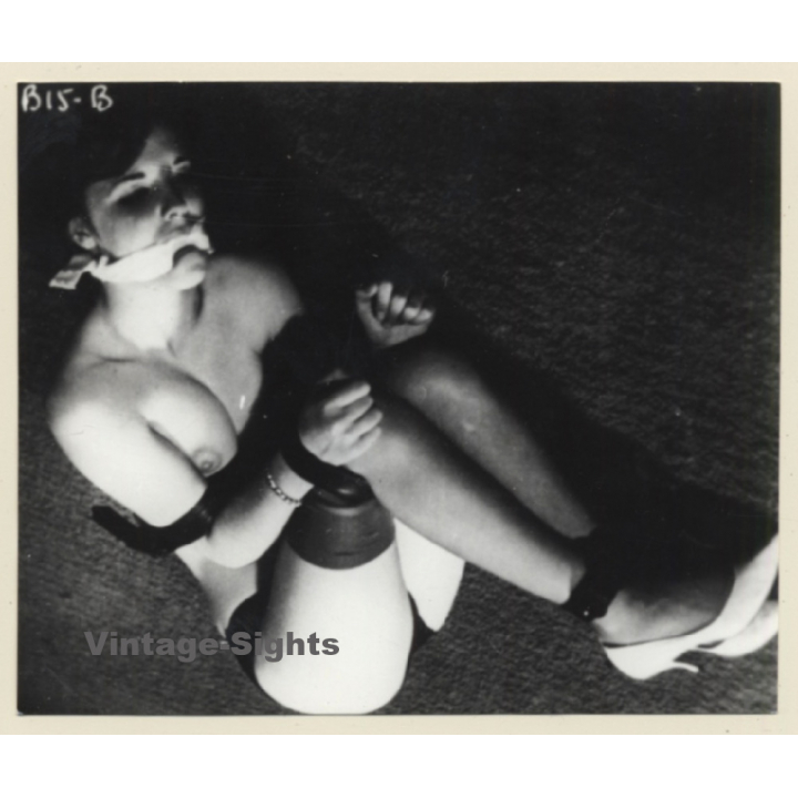 Semi Nude Maid Tied On Floor / Bondage - BDSM (2nd Gen. Photo B/W ~1960s)