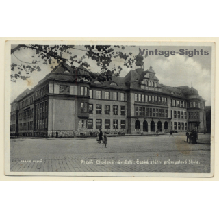 Plzen (Pilsen) / Czechia: Czech State Industrial School (Vintage RPPC)