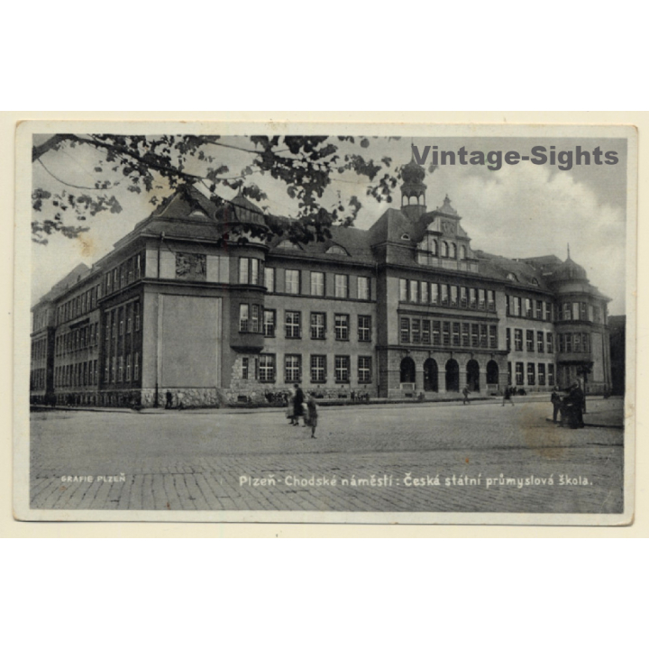 Plzen (Pilsen) / Czechia: Czech State Industrial School (Vintage RPPC)