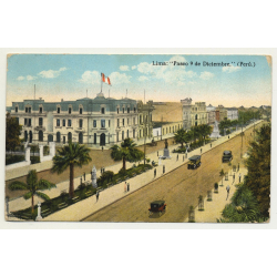 Lima / Peru: Paseo 9 De Dicembre (Vintage Coloured Postcard: 1922)
