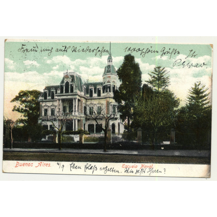 Buenos Aires / Argentina: Escuela Naval (Vintage Postcard: 1906)