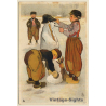 LL.: Dutch Kids With Clogs Build Snowman (Vintage PC Tucker 1936)