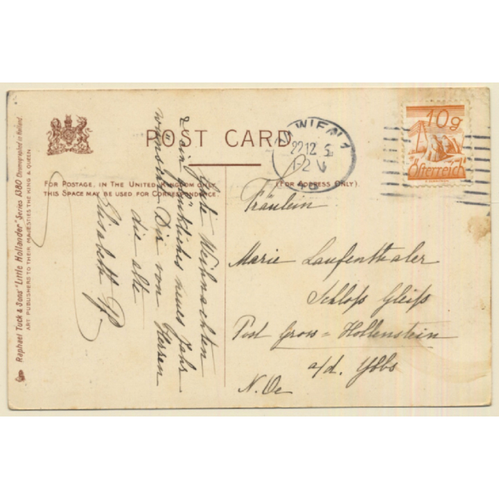 LL.: Dutch Kids With Clogs Build Snowman (Vintage PC Tucker 1936)