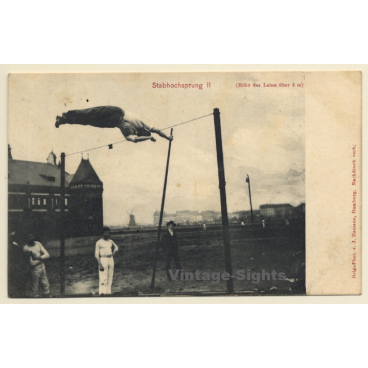 Stabhochsprung II Höhe Der Leine Über 3 Meter (Vintage PC 1910s/1920s)