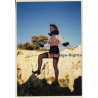 Slim Semi Nude In Quarry / Black Lingerie (Vintage Photo ~1980s)