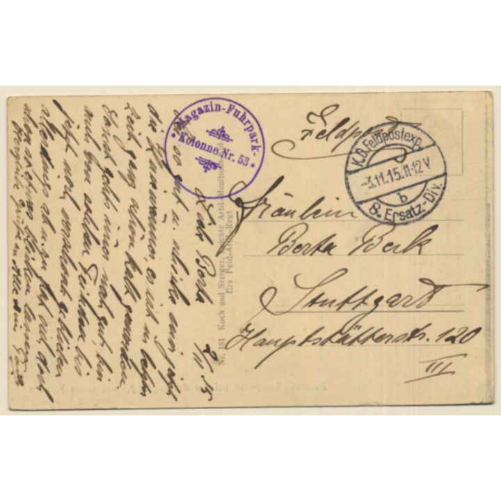 Deutsche Landwehr Soldaten Suchen Läuse WW1 (Vintage PC Field Post 1915)