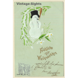 Schneeman - Fröhliche Weihnachten - Snowman (Vintage PC 1903)