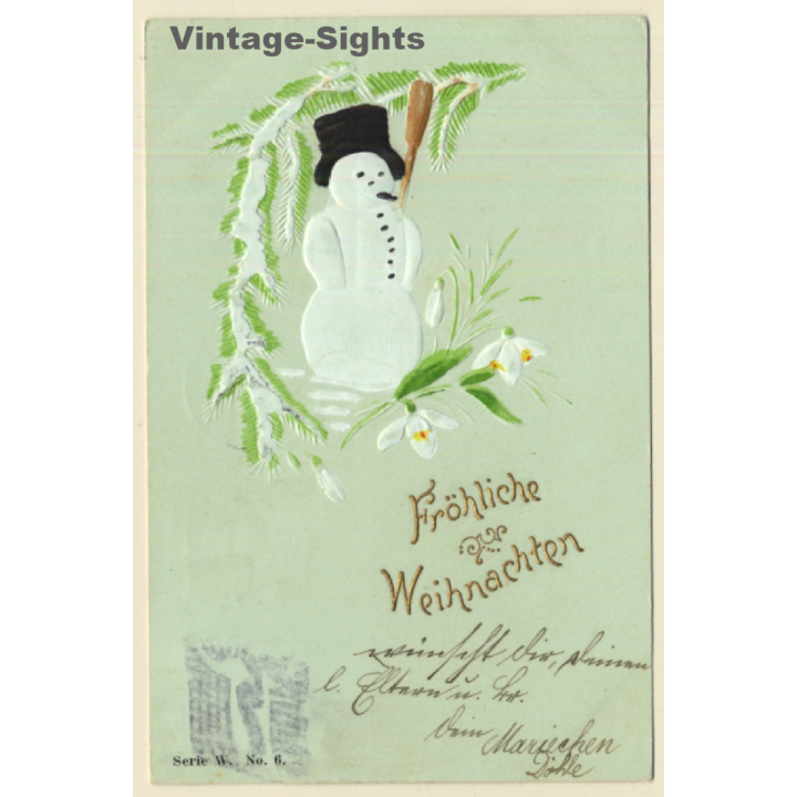 Schneeman - Fröhliche Weihnachten - Snowman (Vintage PC 1903)