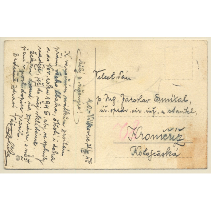 Young Boy Chimney Sweeper & Snowman (Vintage PC 1945)