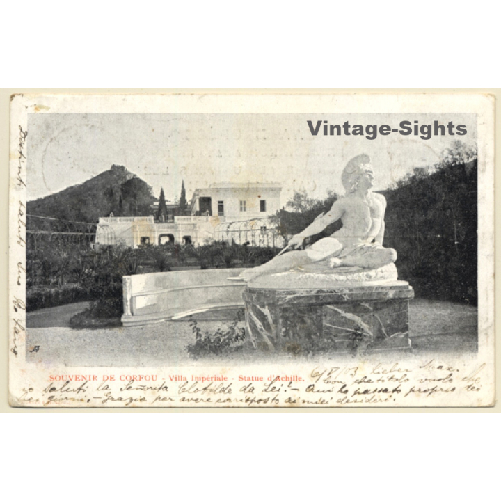 Corfu / Greece: Villa Impériale - Statue D'Achille (Vintage PC 1903)