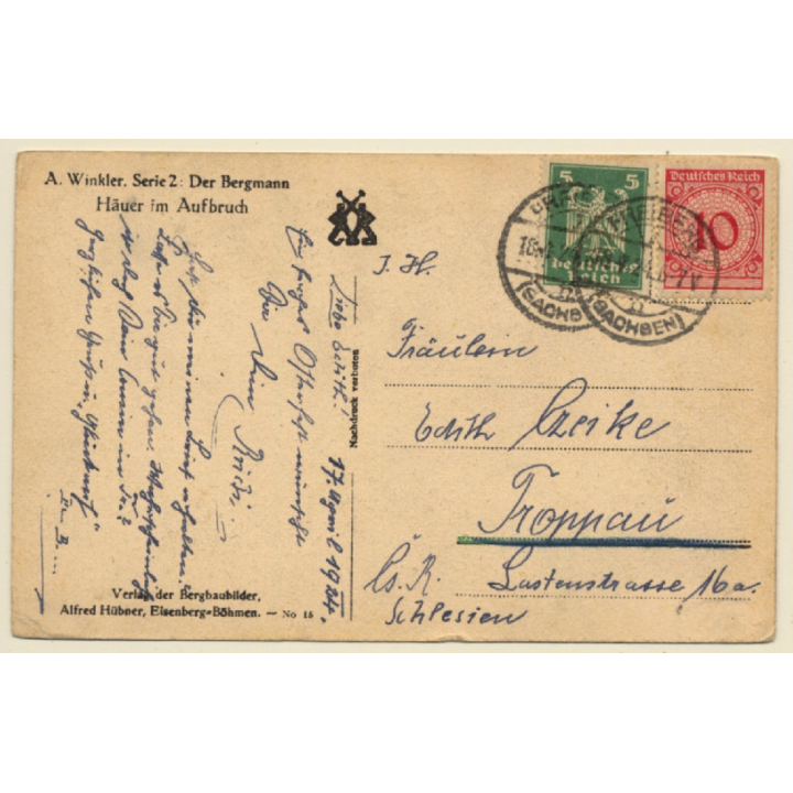 A.Winkler: Der Bergmann - Häuer Im Aufbruch (Vintage PC 1924)