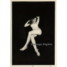 Artistic Erotic Study*2: Longhaired Nude Sitting Pedastal / Boobs - Legs (Large Vintage Photo ~1970s)