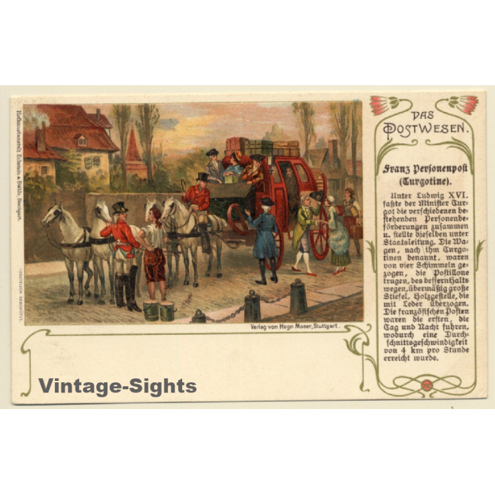 Das Postwesen: Franz Personenpost (Turgotine) (Vintage PC Litho 1900)