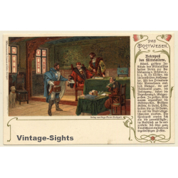 Das Postwesen: Botenpost Des Mittelalters (Vintage PC Litho 1900)