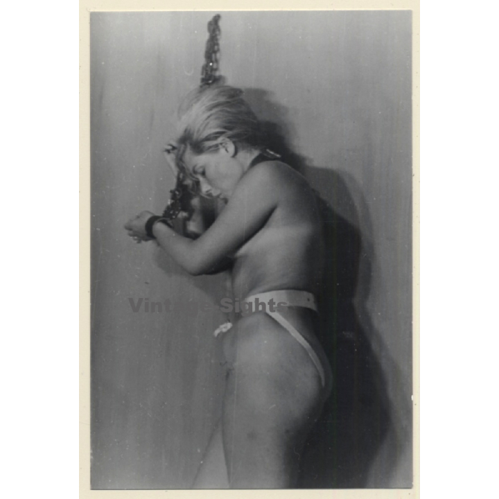 Blonde Nude Maid In Chain Bondage / Chastity - BDSM (2nd Gen.Photo ~1960s)