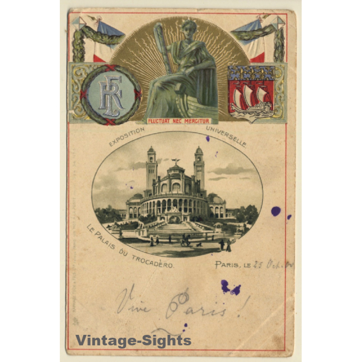 Paris: Expostion Universelle - Palais Du Trocadero (Vintage PC Litho 1900)